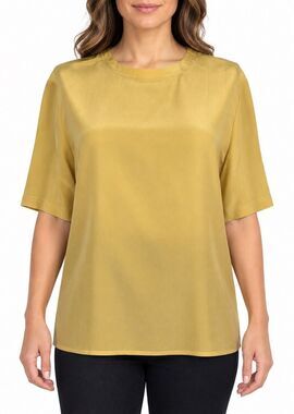 Vintage Evan Picone 100% Silk Blouse Women’s 12 Mustard Gold Button Back Top